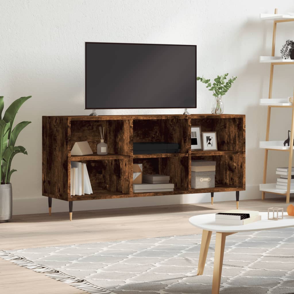 tv-bord 103,5x30x50 cm konstrueret træ røget egetræsfarve