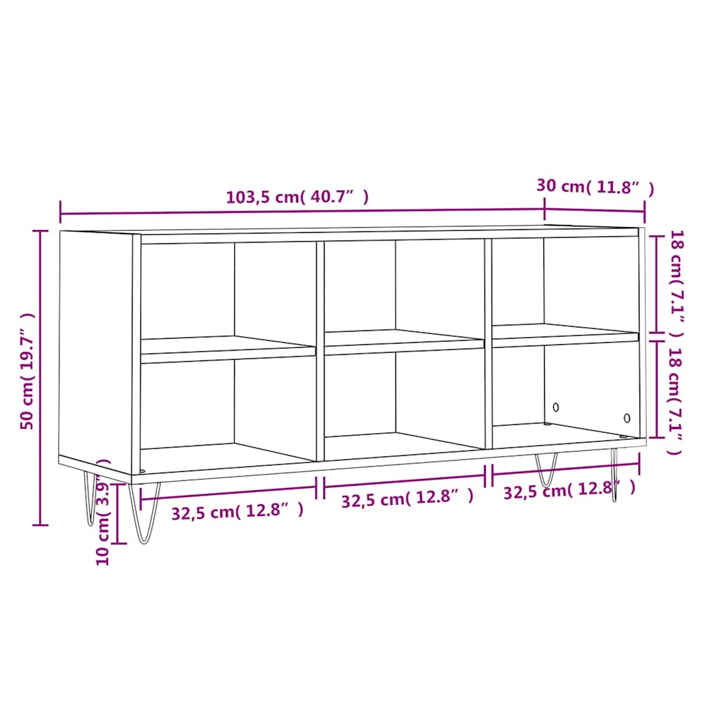 tv-bord 103,5x30x50 cm konstrueret træ hvid
