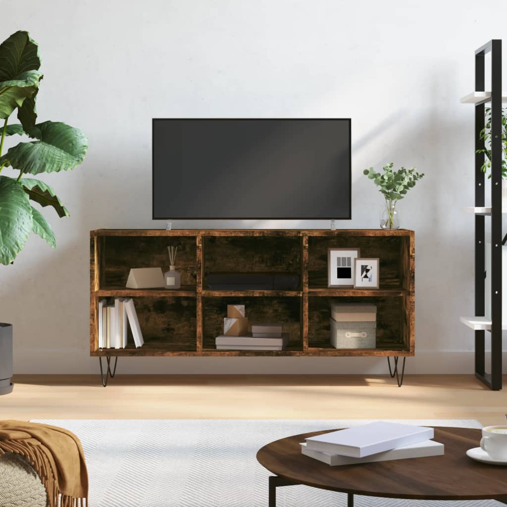 tv-bord 103,5x30x50 cm konstrueret træ røget egetræsfarve