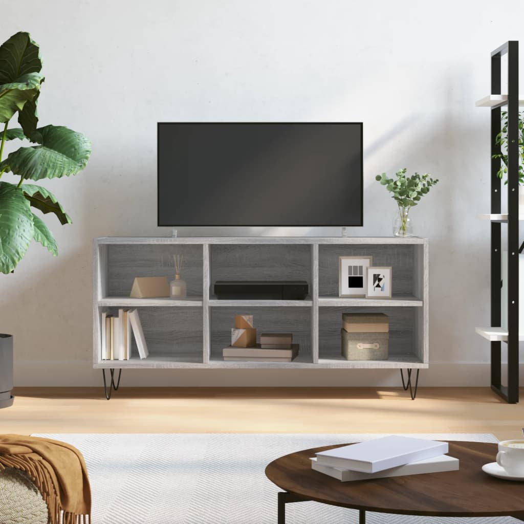 tv-bord 103,5x30x50 cm konstrueret træ grå sonoma-eg