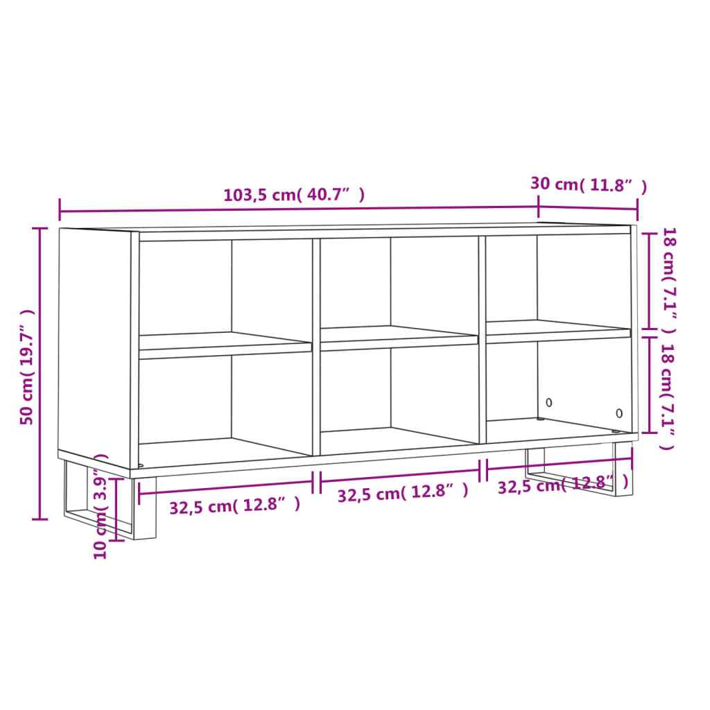 tv-bord 103,5x30x50 cm konstrueret træ hvid
