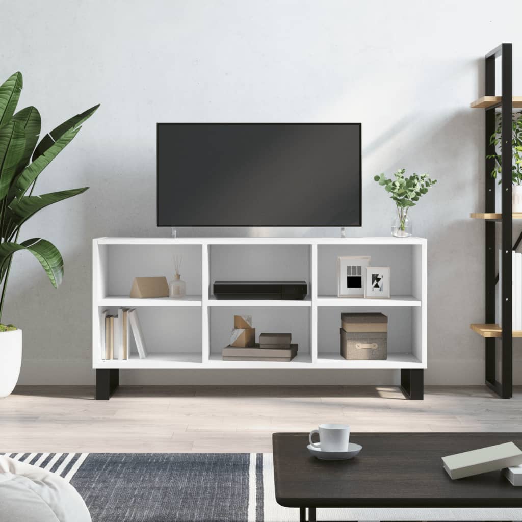 tv-bord 103,5x30x50 cm konstrueret træ hvid