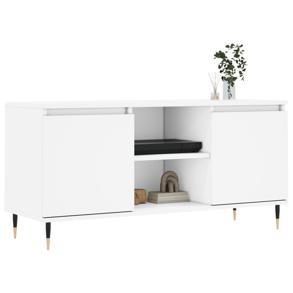tv-bord 104x35x50 cm konstrueret træ hvid