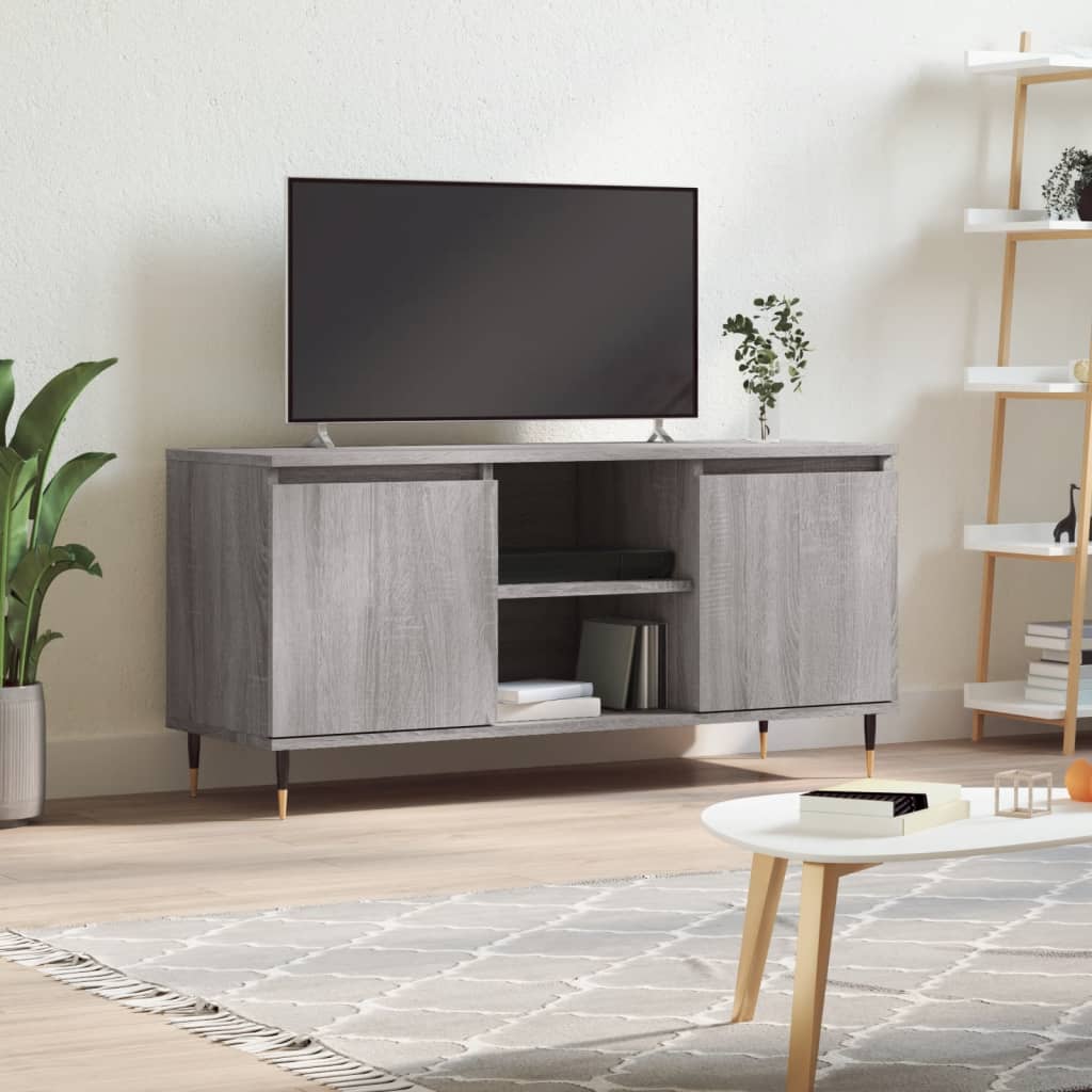 tv-bord 104x35x50 cm konstrueret træ grå sonoma-eg