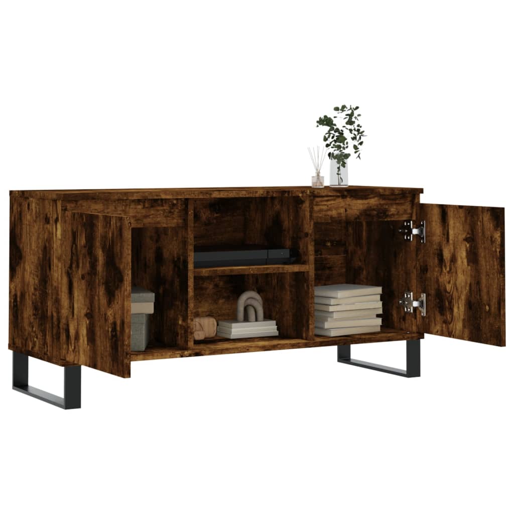 tv-bord 104x35x50 cm konstrueret træ røget egetræsfarve