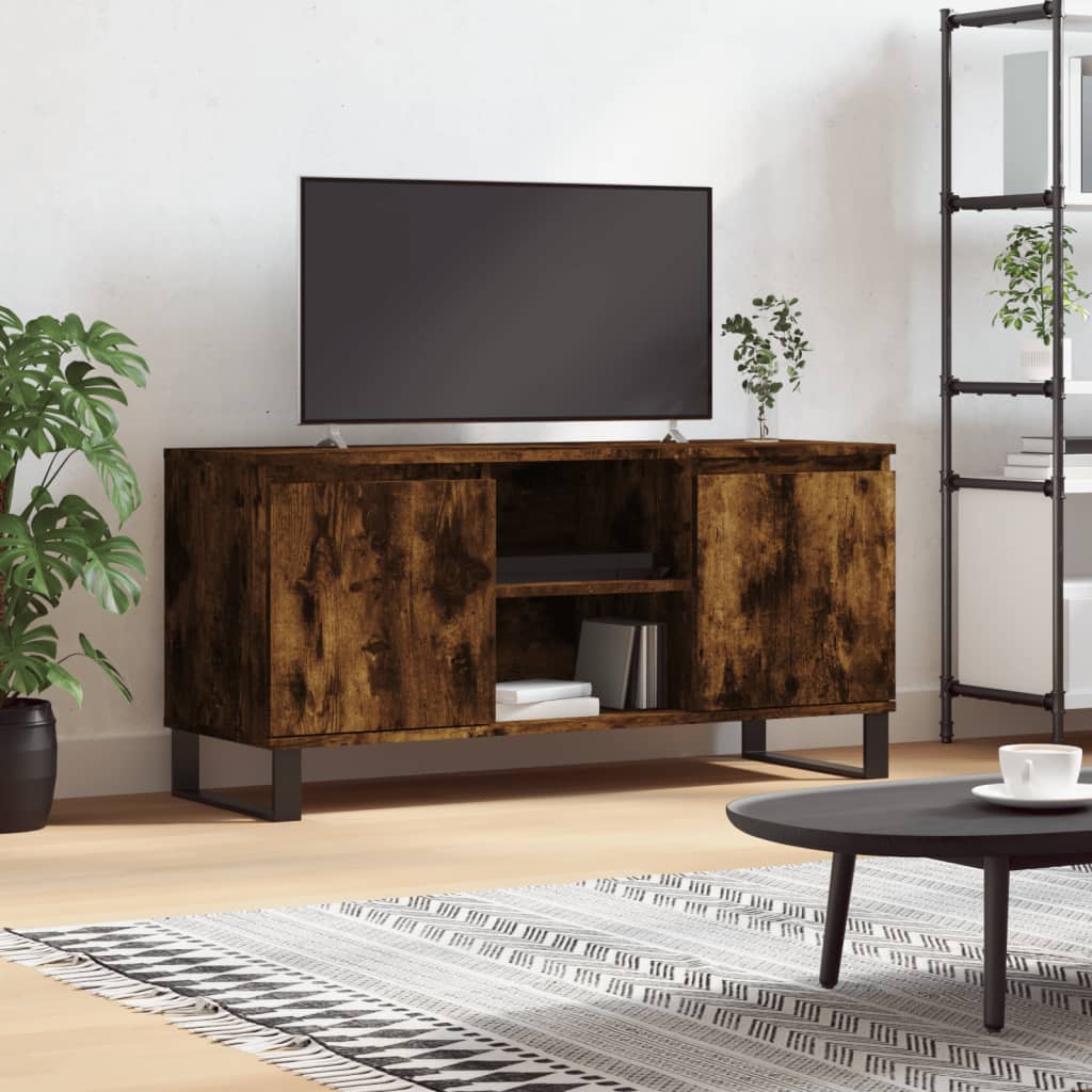 tv-bord 104x35x50 cm konstrueret træ røget egetræsfarve