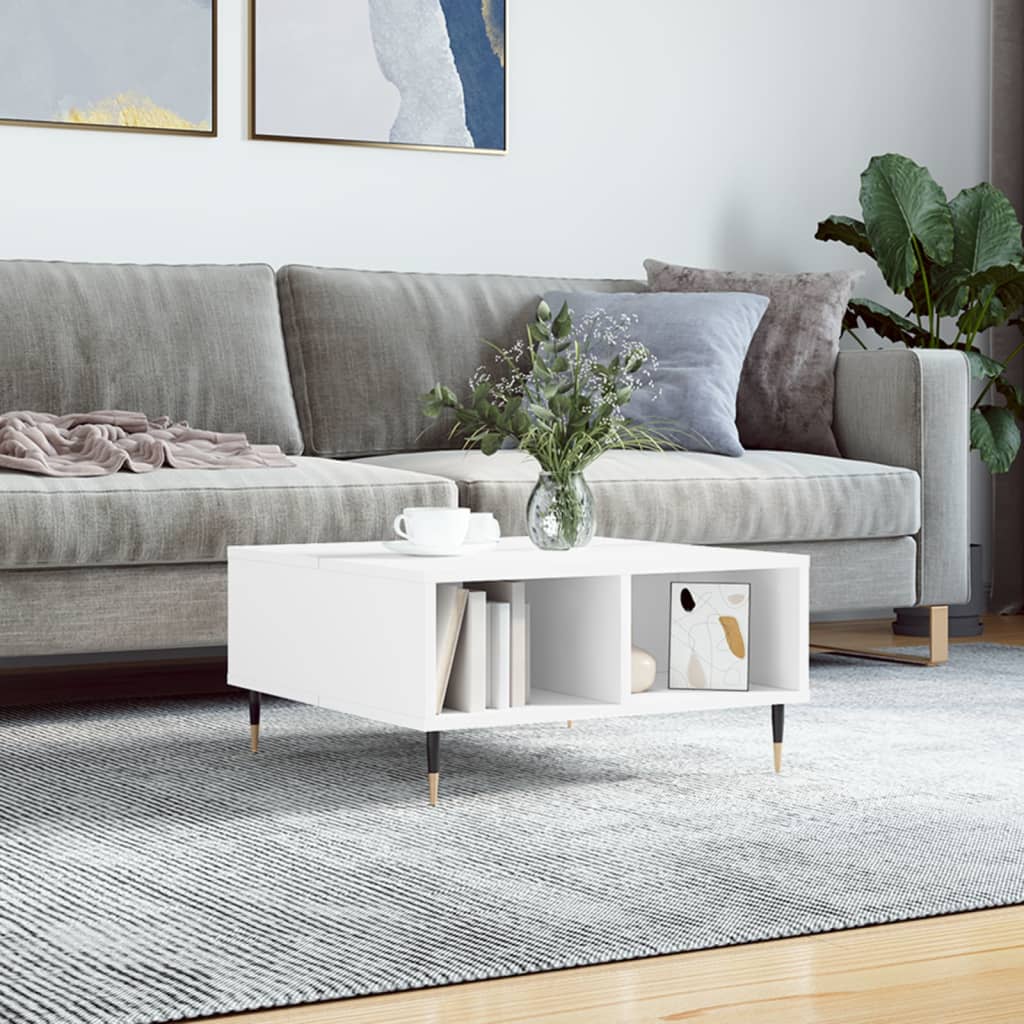 sofabord 60x60x30 cm konstrueret træ hvid