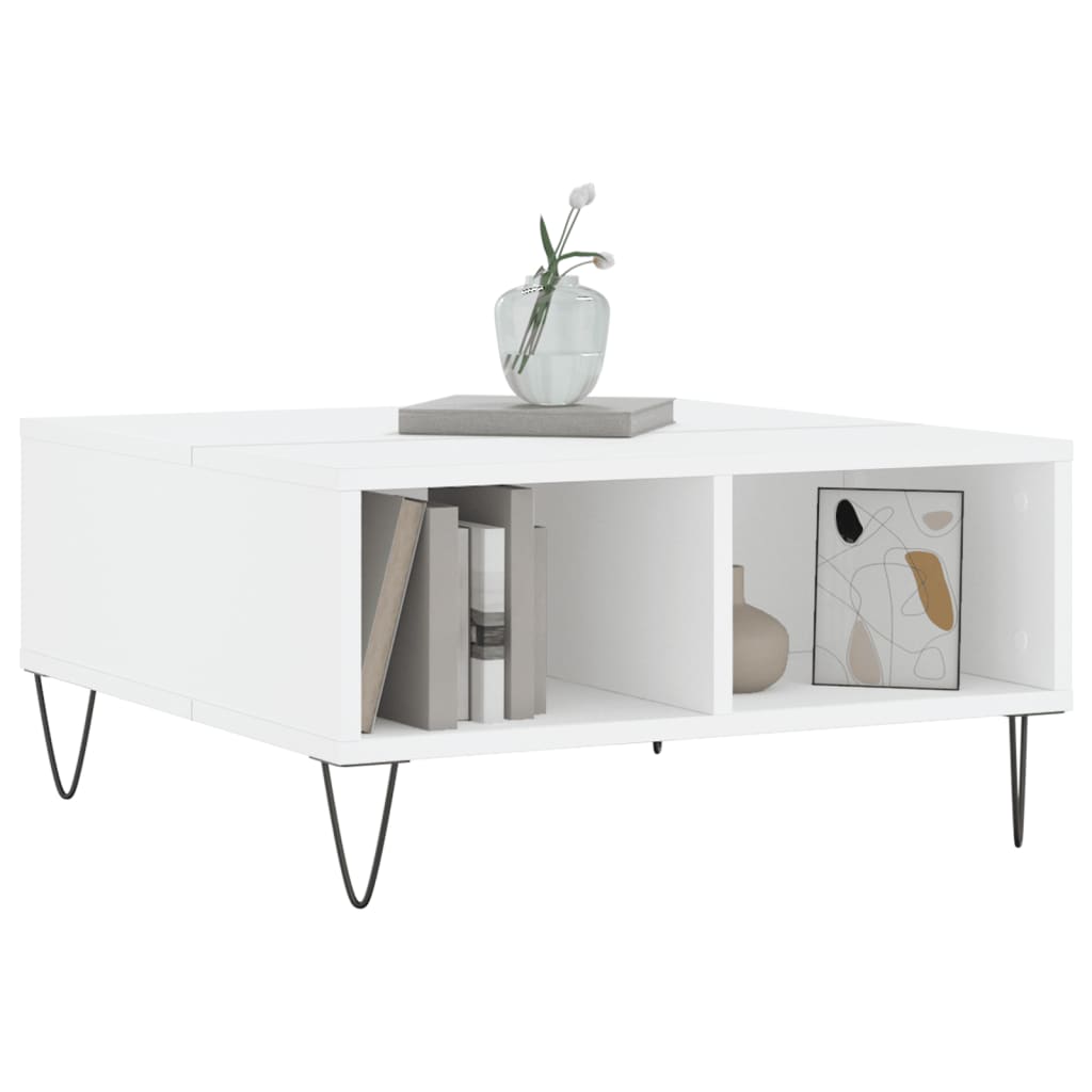 sofabord 60x60x30 cm konstrueret træ hvid