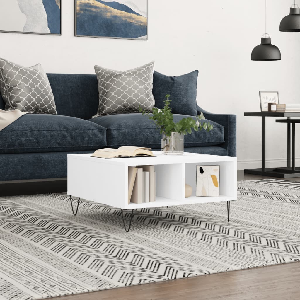 sofabord 60x60x30 cm konstrueret træ hvid