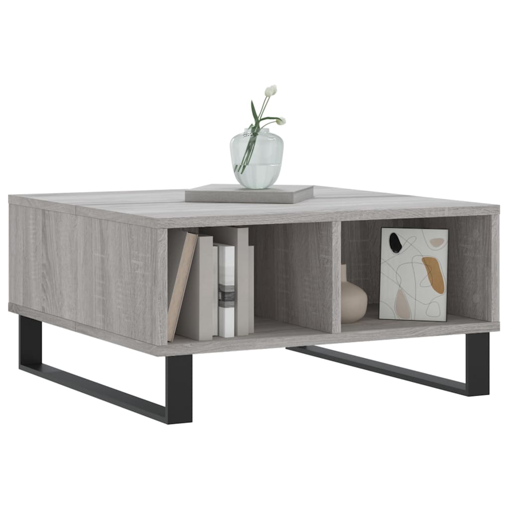 sofabord 60x60x30 cm konstrueret træ grå sonoma-eg