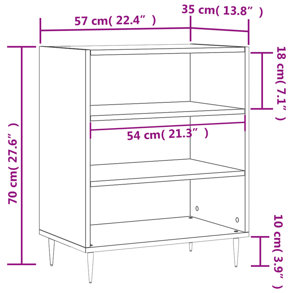 skænk 57x35x70 cm konstrueret træ hvid
