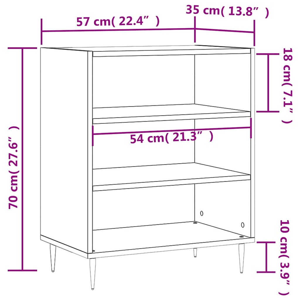 skænk 57x35x70 cm konstrueret træ sort
