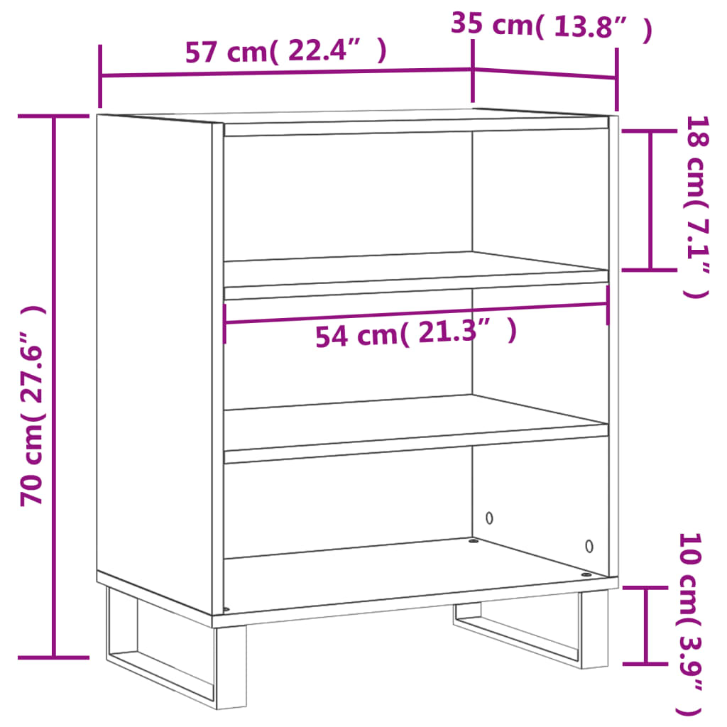 skænk 57x35x70 cm konstrueret træ hvid højglans
