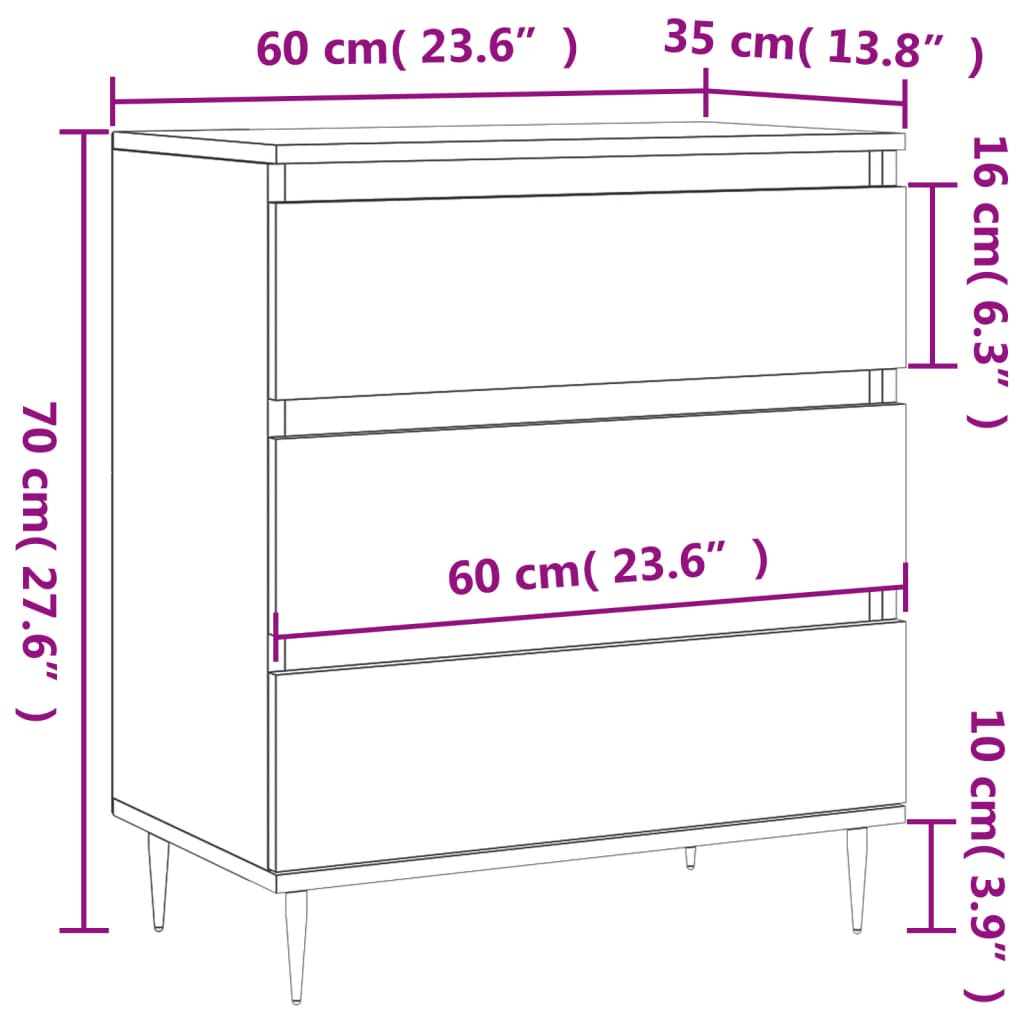 skænk 60x35x70 cm konstrueret træ røget egetræsfarve