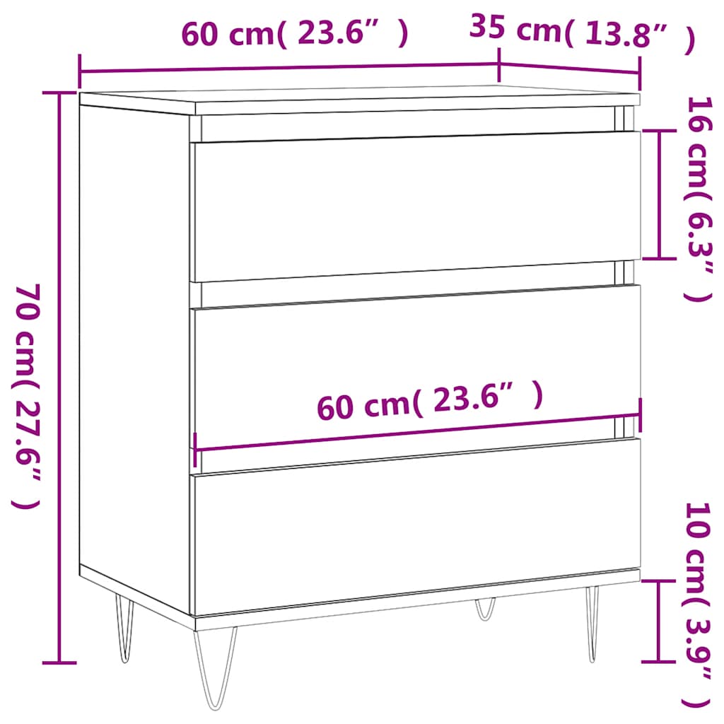 skænk 60x35x70 cm konstrueret træ sort