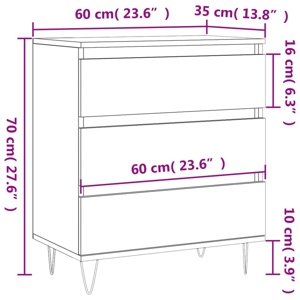 skænk 60x35x70 cm konstrueret træ grå sonoma-eg