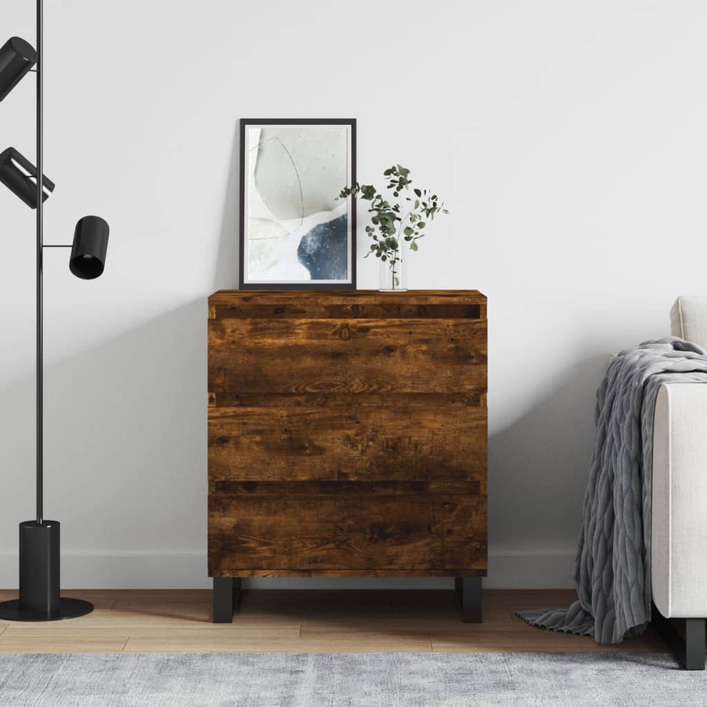 skænk 60x35x70 cm konstrueret træ røget egetræsfarve