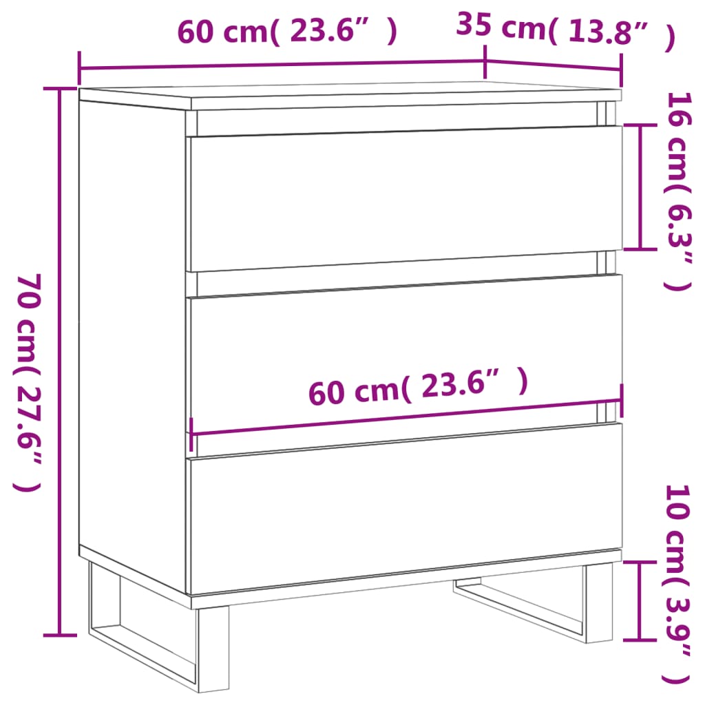 skænk 60x35x70 cm konstrueret træ grå sonoma-eg