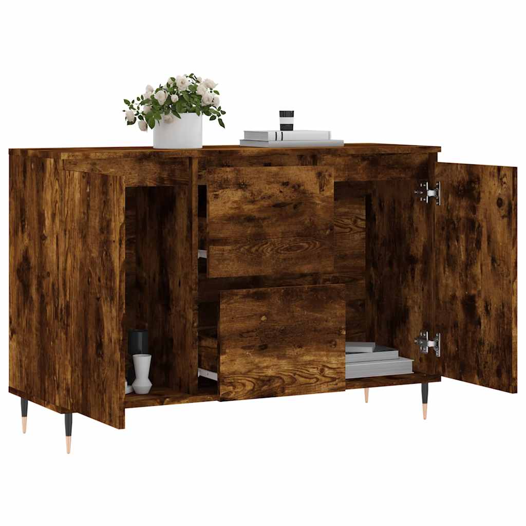 skænk 101,5x35x70 cm konstrueret træ røget egetræsfarve