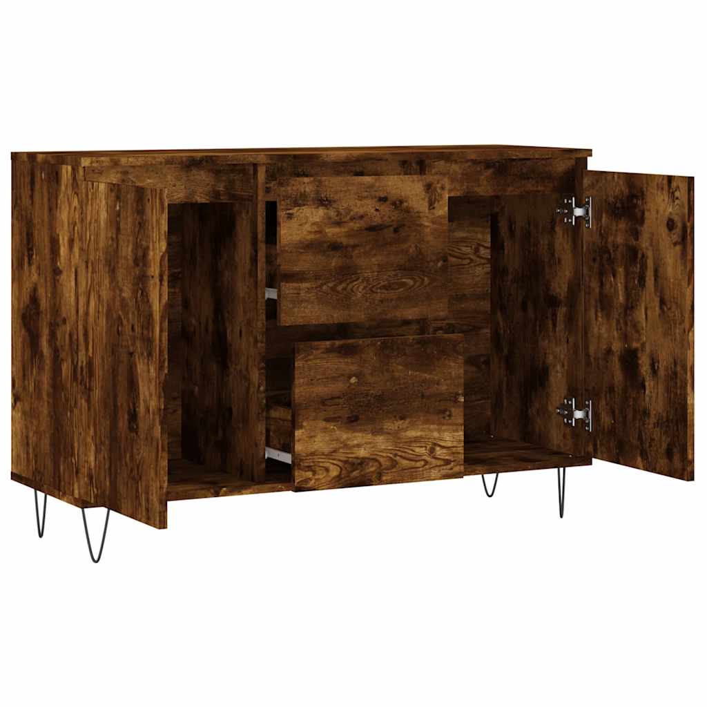 skænk 101,5x35x70 cm konstrueret træ røget egetræsfarve