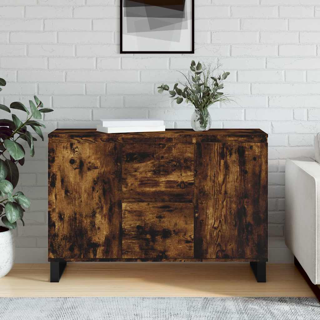 skænk 101,5x35x70 cm konstrueret træ røget egetræsfarve