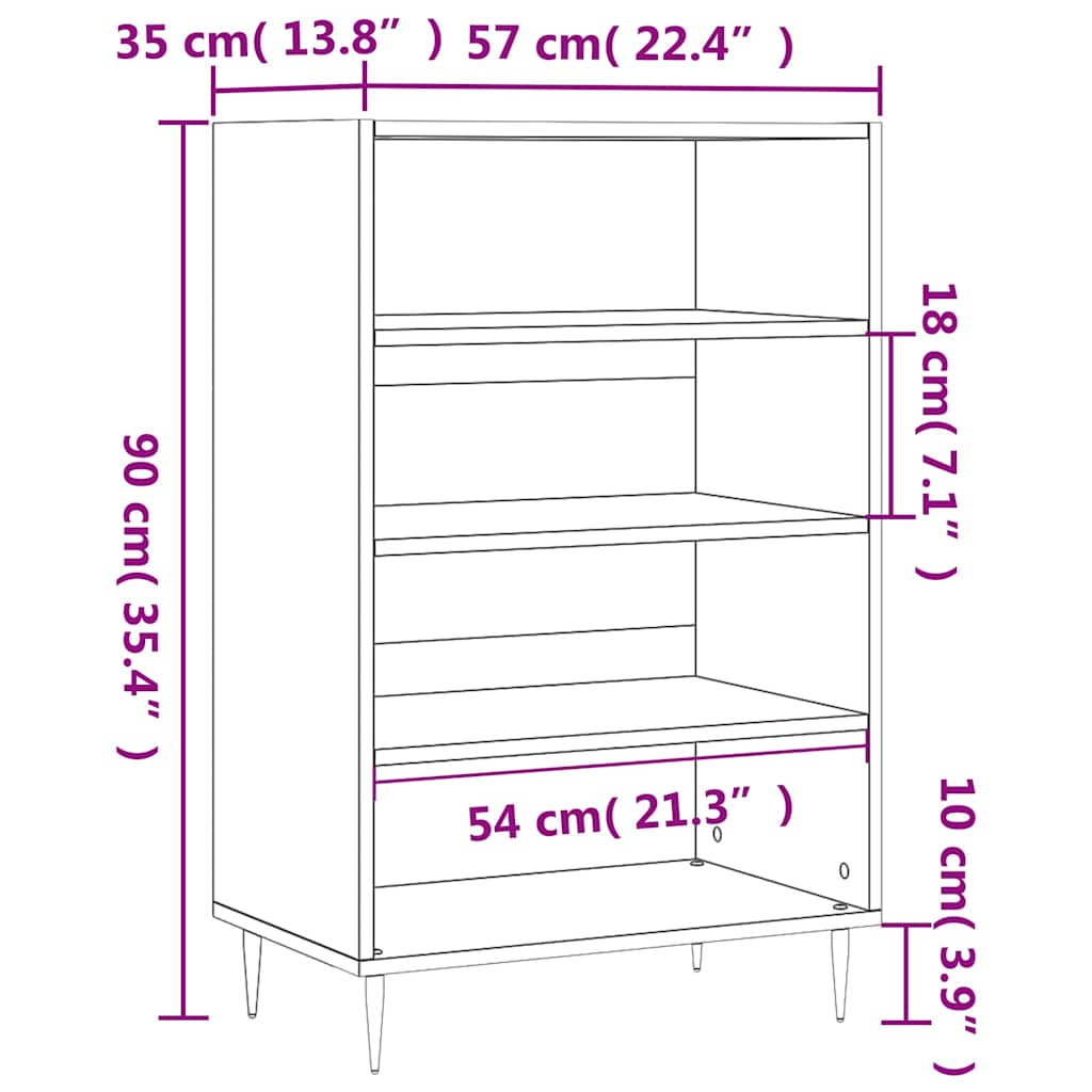 skab 57x35x90 cm konstrueret træ hvid