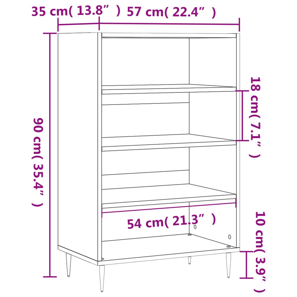 skab 57x35x90 cm konstrueret træ betongrå
