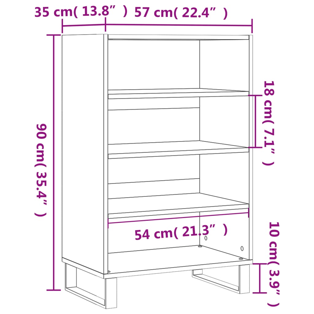 skab 57x35x90 cm konstrueret træ røget egetræ