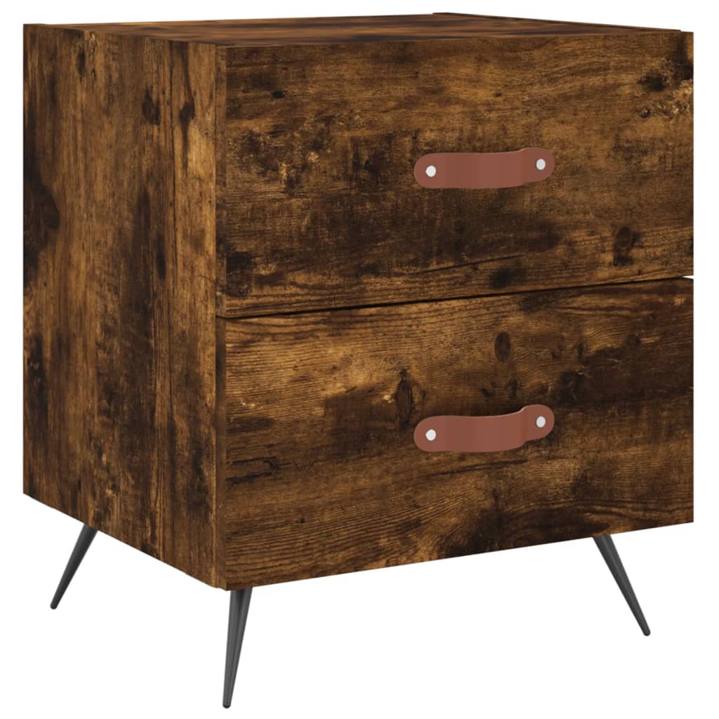sengeborde 2 stk. 40x35x47,5 cm konstrueret træ røget egetræ