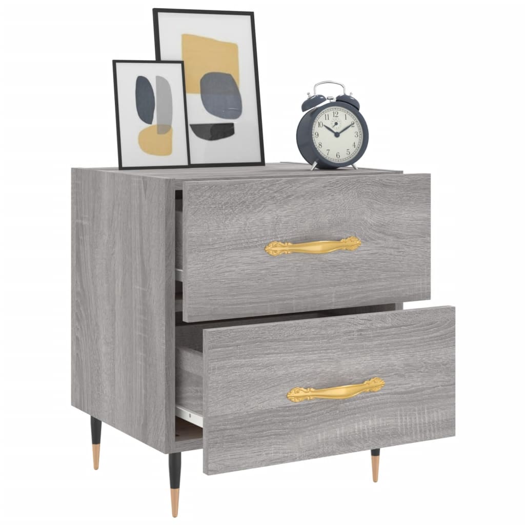 sengeborde 2 stk. 40x35x47,5 cm konstrueret træ grå sonoma-eg