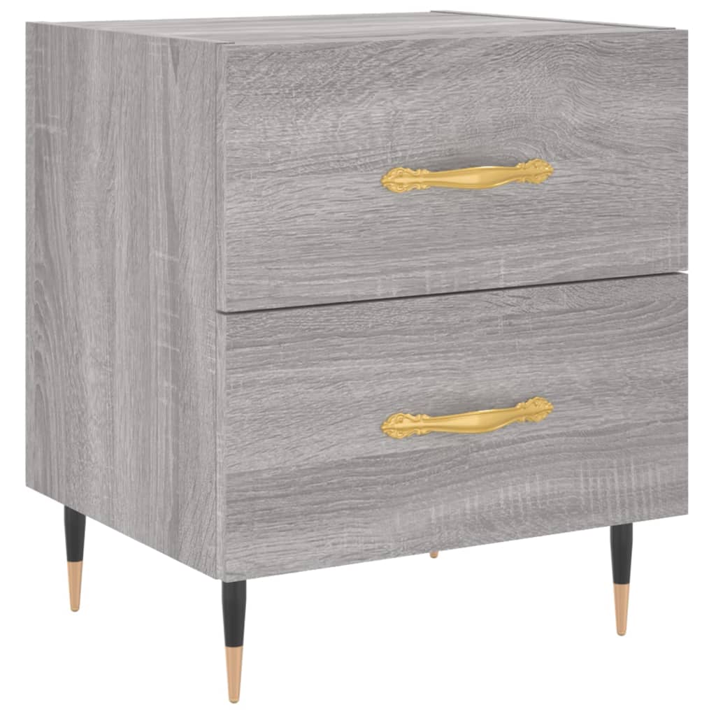 sengeborde 2 stk. 40x35x47,5 cm konstrueret træ grå sonoma-eg