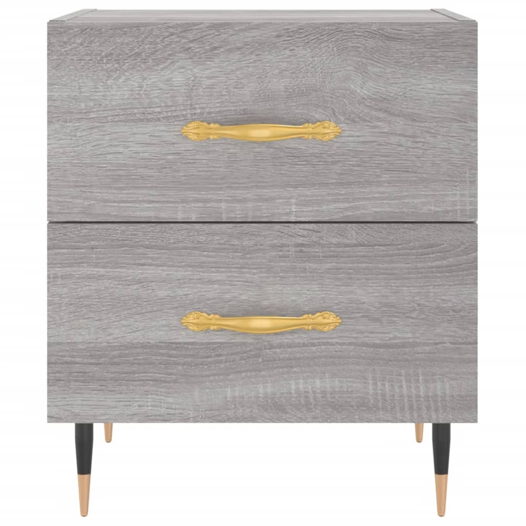 sengeborde 2 stk. 40x35x47,5 cm konstrueret træ grå sonoma-eg