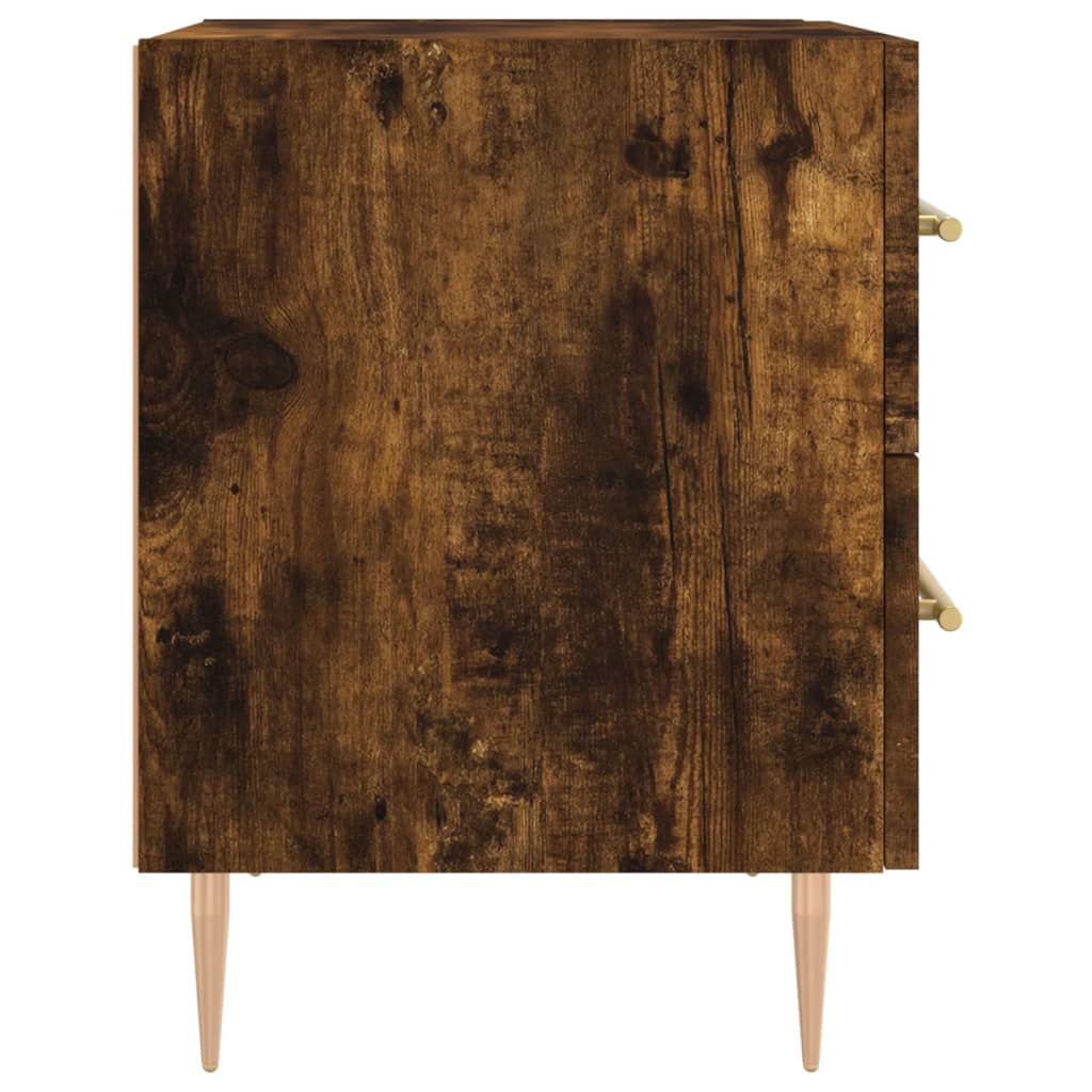 sengeborde 2 stk. 40x35x47,5 cm konstrueret træ røget egetræ