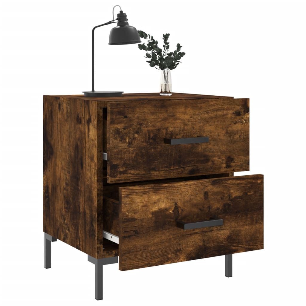 sengebord 40x35x47,5 cm konstrueret træ røget egetræ