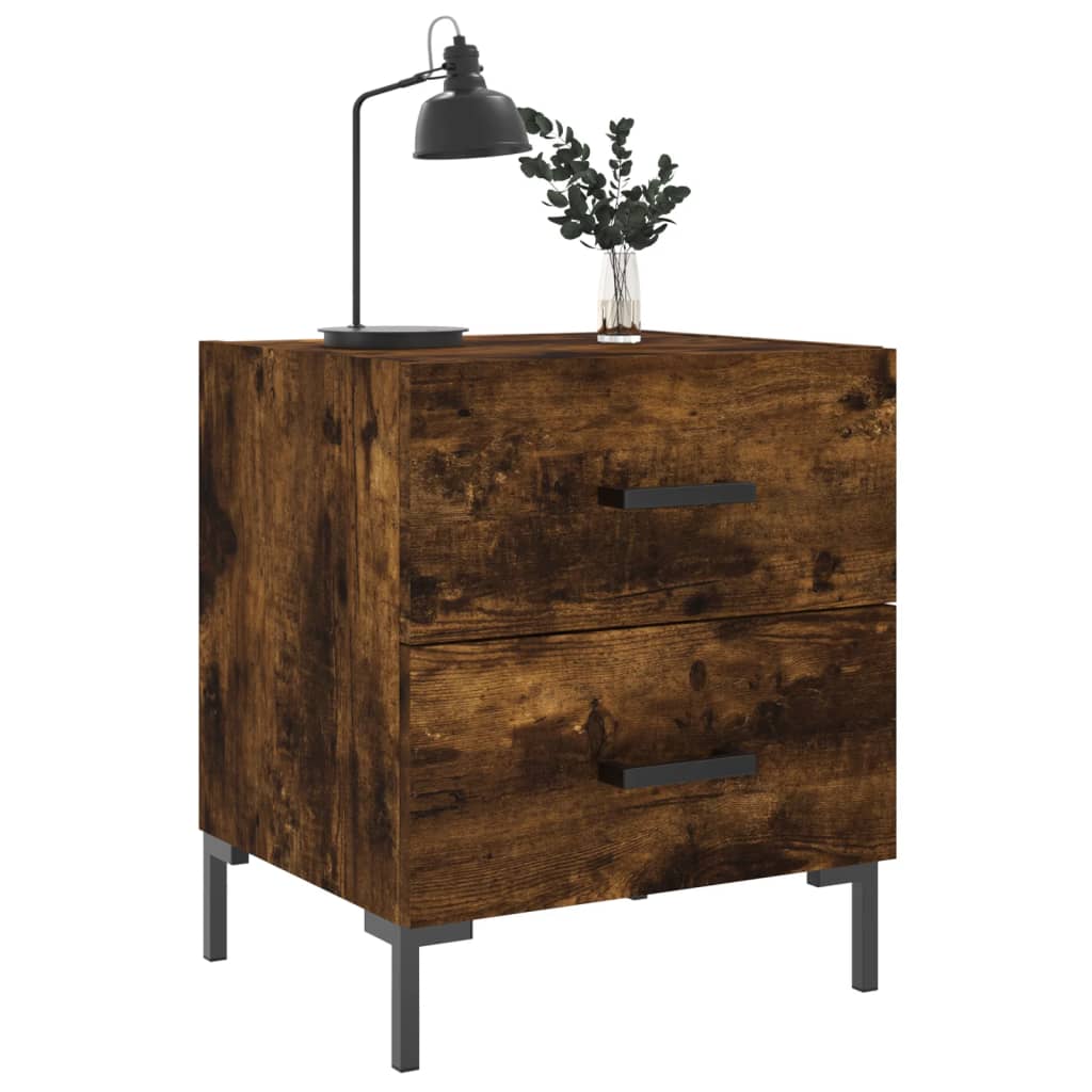 sengeborde 2 stk. 40x35x47,5 cm konstrueret træ røget egetræ