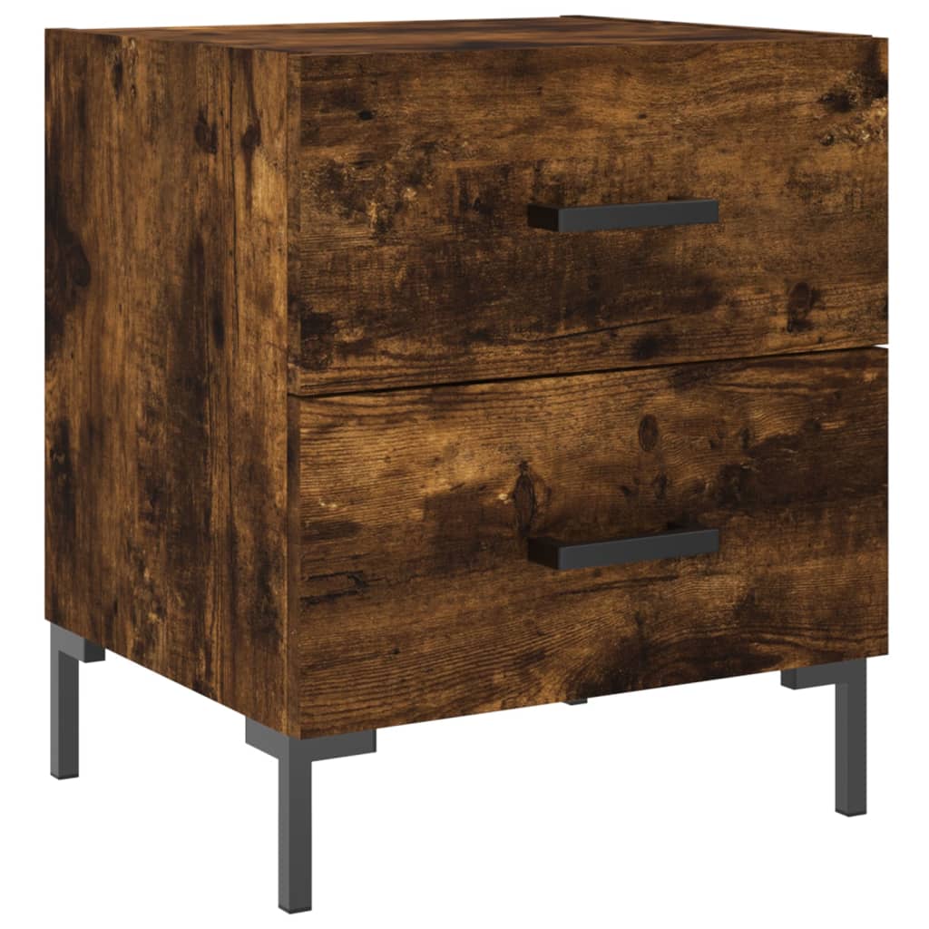 sengeborde 2 stk. 40x35x47,5 cm konstrueret træ røget egetræ