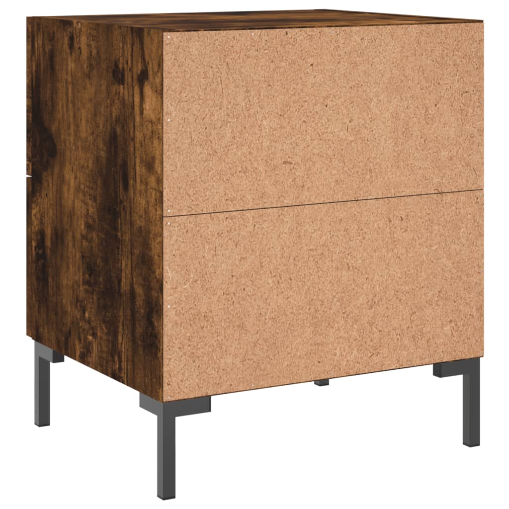 sengeborde 2 stk. 40x35x47,5 cm konstrueret træ røget egetræ