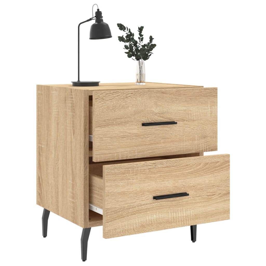 sengeborde 2 stk. 40x35x47,5 cm konstrueret træ sonoma-eg