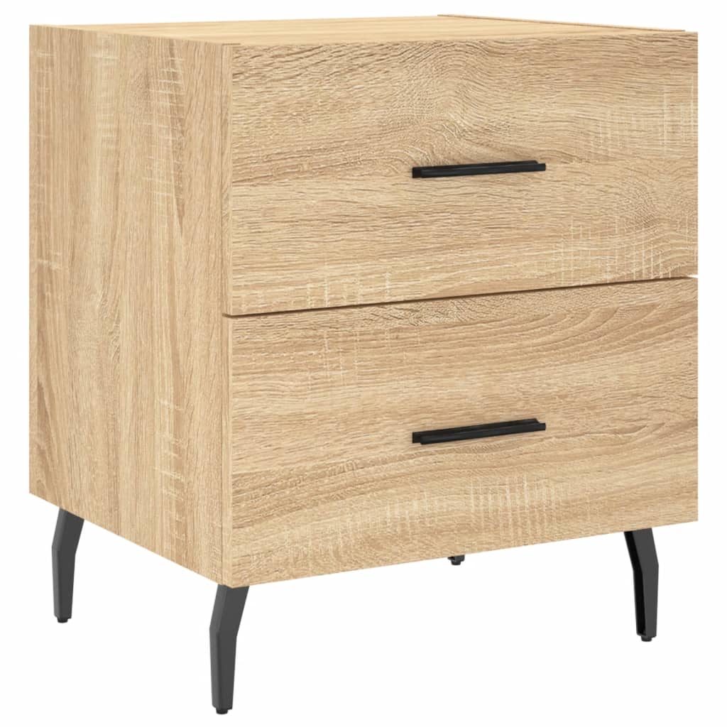 sengeborde 2 stk. 40x35x47,5 cm konstrueret træ sonoma-eg