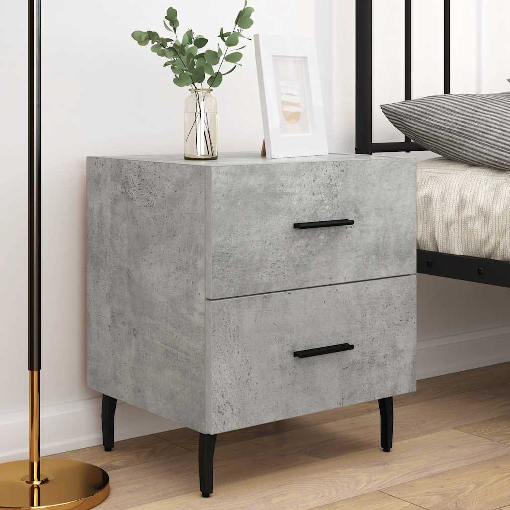 sengeborde 2 stk. 40x35x47,5 cm konstrueret træ betongrå