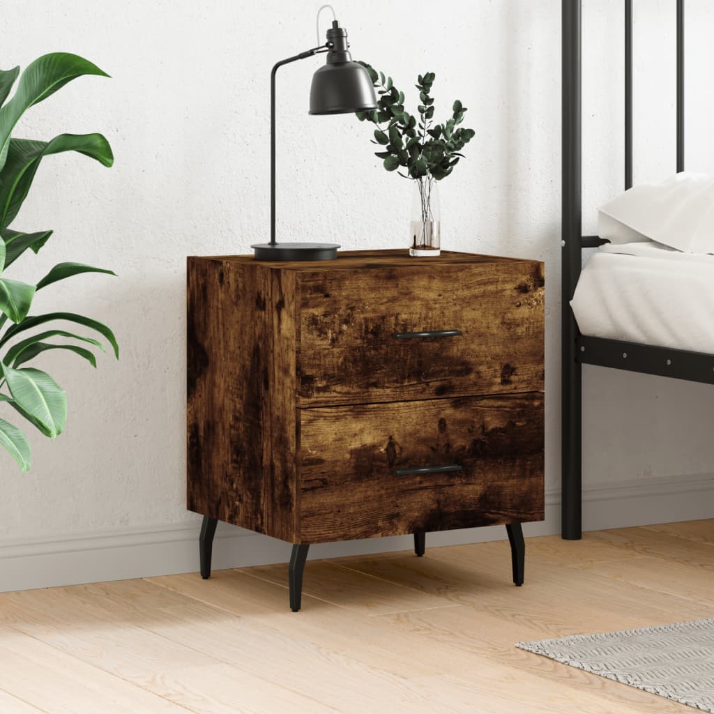 sengebord 40x35x47,5 cm konstrueret træ røget egetræ