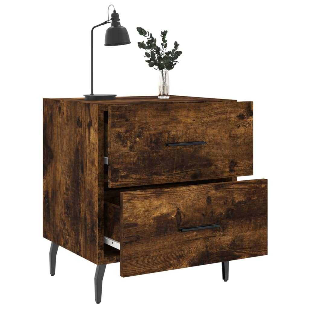 sengeborde 2 stk. 40x35x47,5 cm konstrueret træ røget egetræ