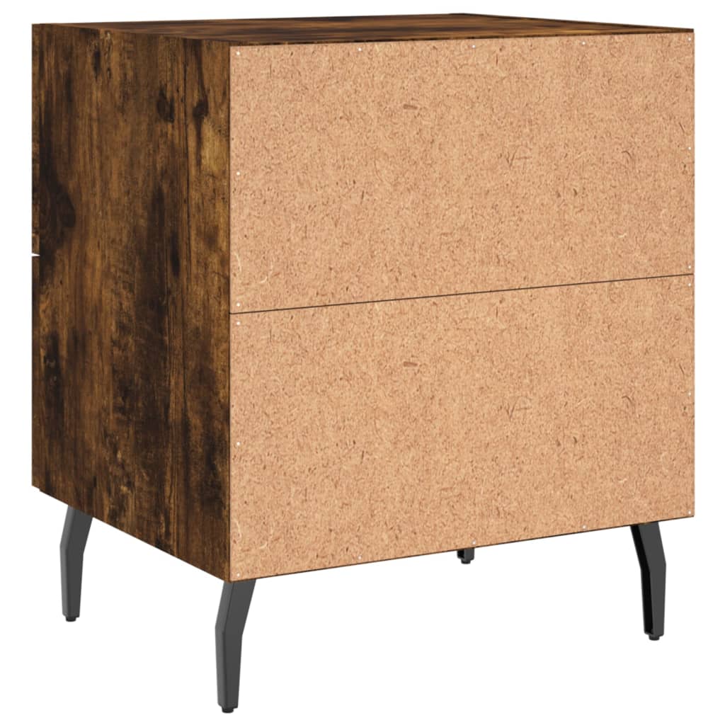 sengeborde 2 stk. 40x35x47,5 cm konstrueret træ røget egetræ