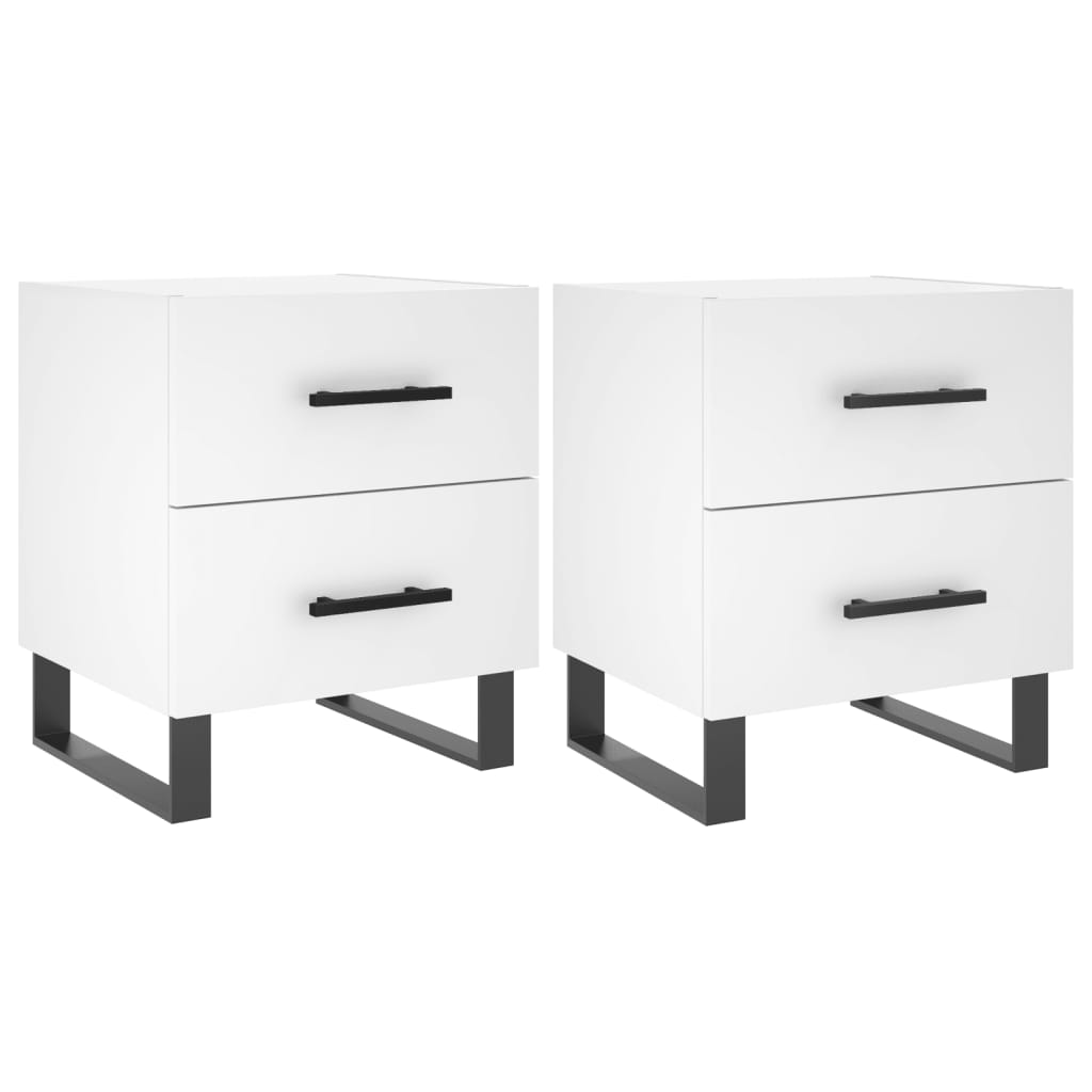 sengeborde 2 stk. 40x35x47,5 cm konstrueret træ hvid
