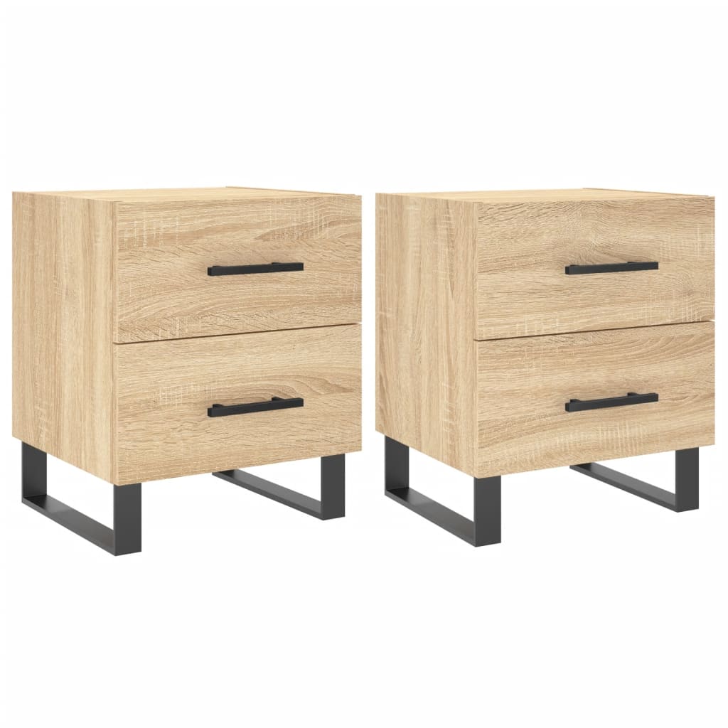 sengeborde 2 stk. 40x35x47,5 cm konstrueret træ sonoma-eg