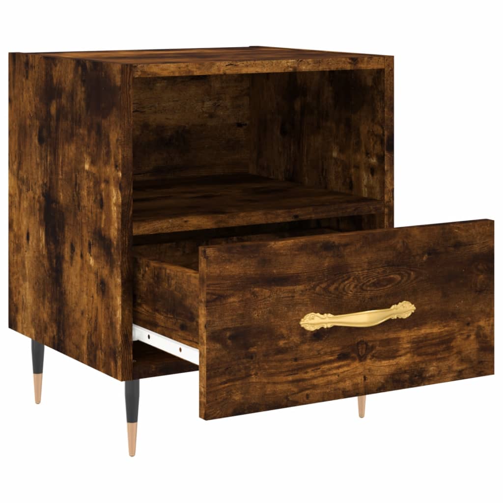 sengeborde 2 stk. 40x35x47,5 cm konstrueret træ røget egetræ