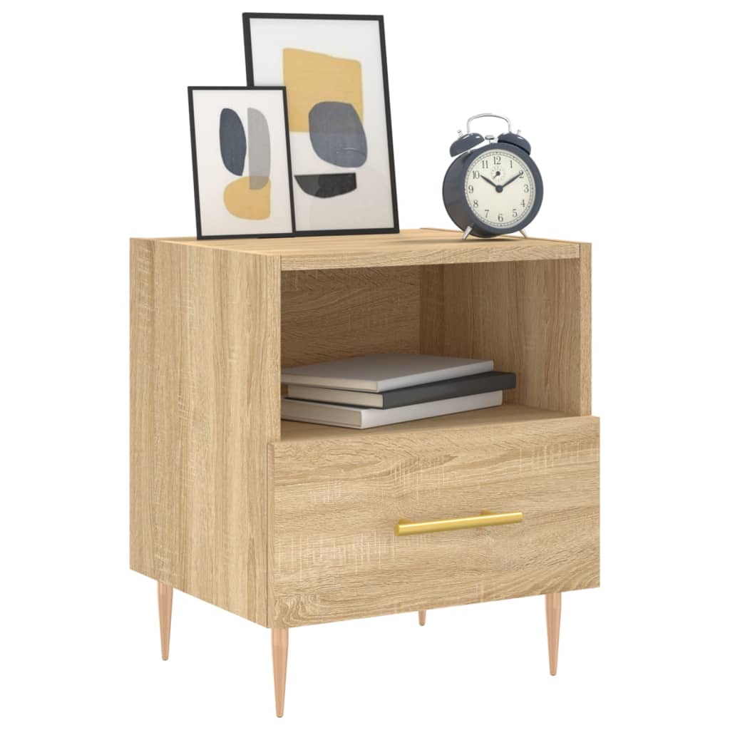 sengeborde 2 stk. 40x35x47,5 cm konstrueret træ sonoma-eg