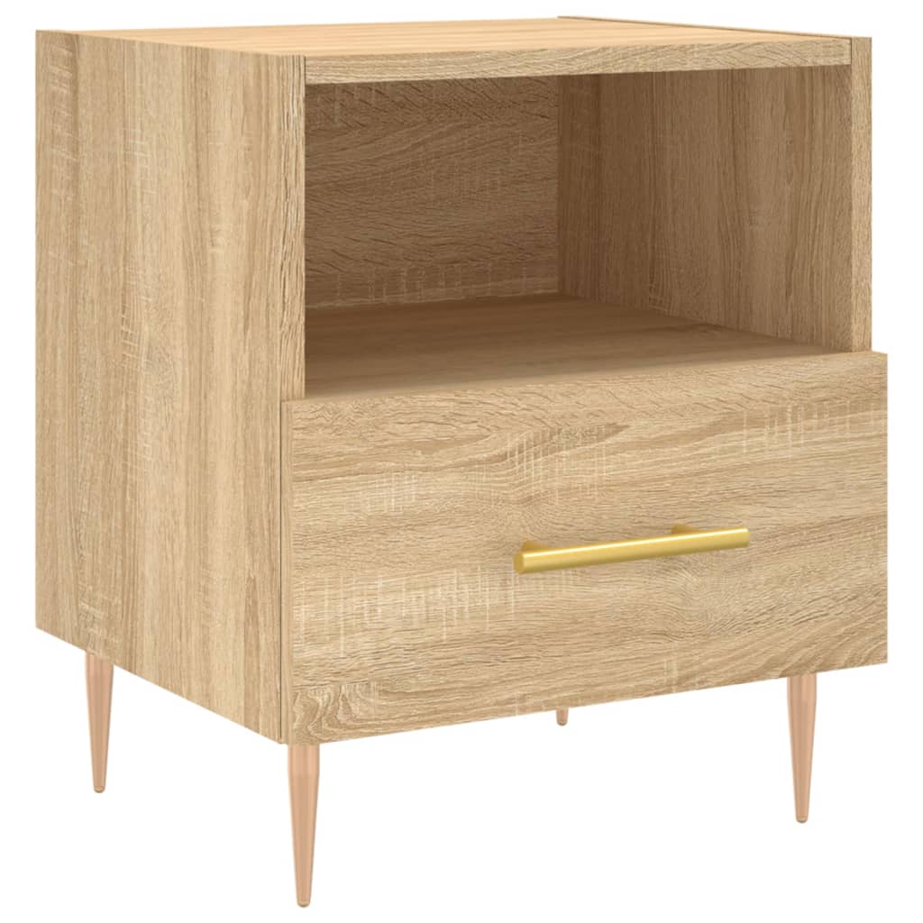 sengeborde 2 stk. 40x35x47,5 cm konstrueret træ sonoma-eg
