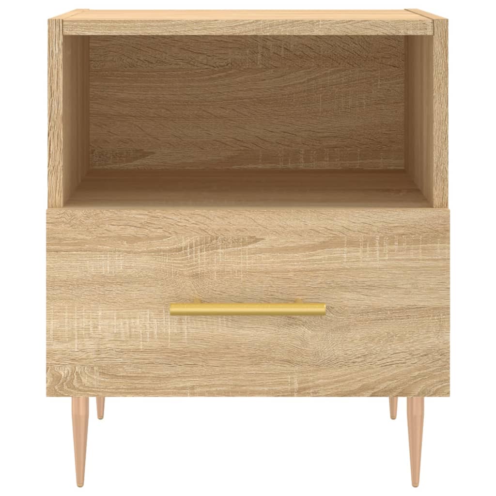 sengeborde 2 stk. 40x35x47,5 cm konstrueret træ sonoma-eg
