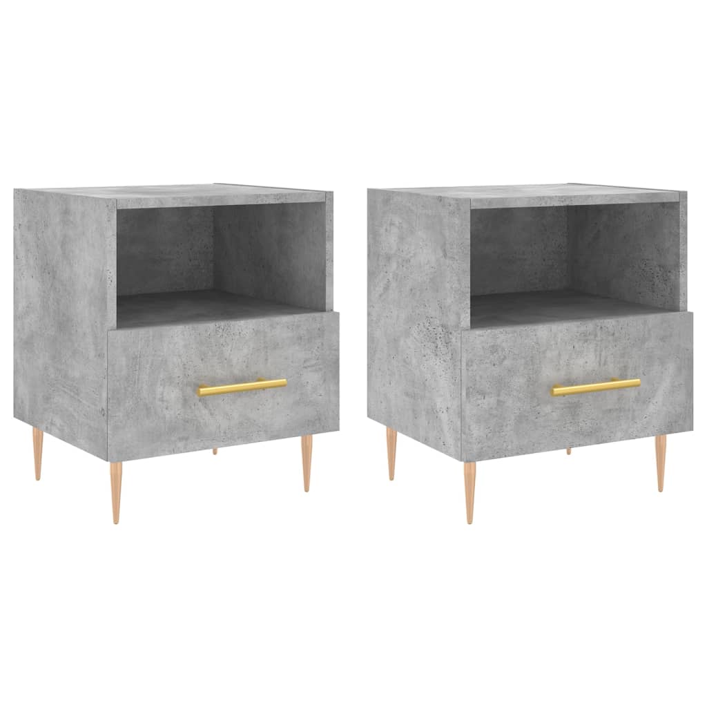 sengeborde 2 stk. 40x35x47,5 cm konstrueret træ betongrå